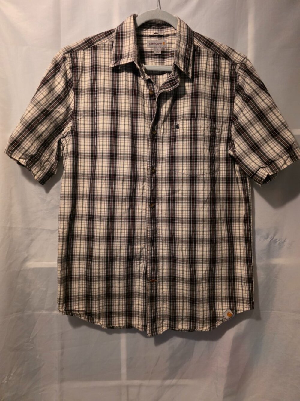 Men's Carhartt Plaid Button-Down Shirt, Size Medium